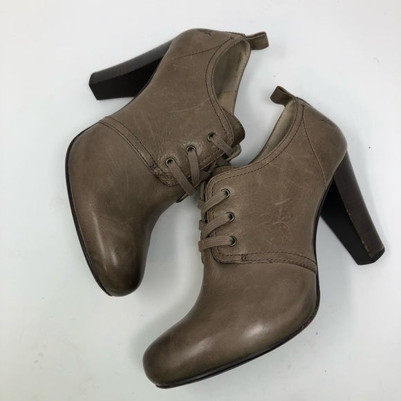 Frye lace up oxford pump heel tan brown - Picture 2 of 8